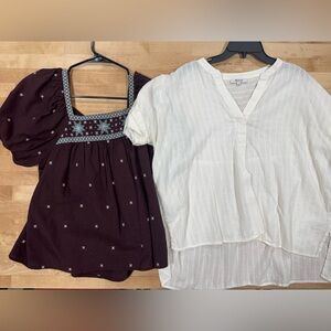 Lot of 2 Madewell Short Sleeve Blouses